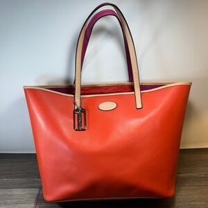 Coach Vibrant Orange Leather Tote bag
